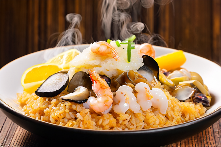 Elevating Flavors: A Symphony of Rice and Seafood Platter