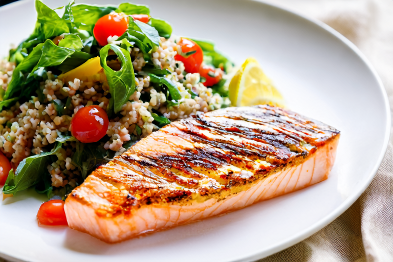 Lunch Delight: Grilled Salmon with Quinoa Salad
