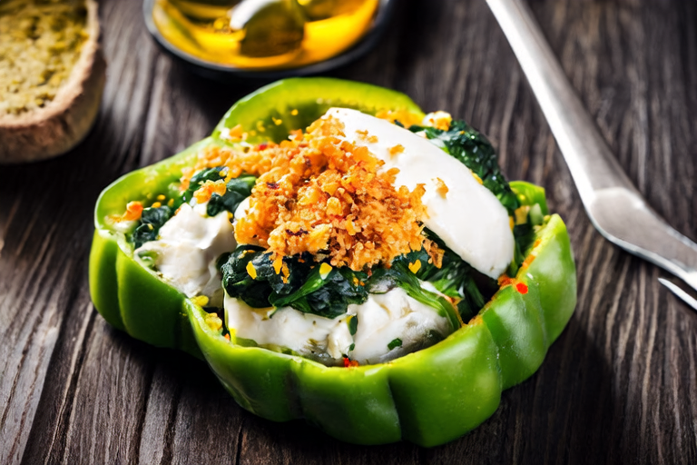 Lunchtime Delight: Spinach and Feta Stuffed Bell Peppers