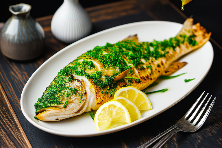 Herb-Crusted Sea Bass with Lemon Butter Sauce