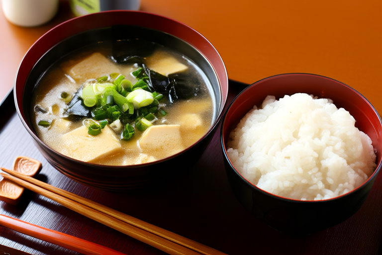 Velvety Miso Soup Paired with Savory Rice