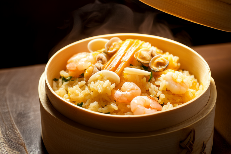 Heavenly Steamed Bamboo Rice with Seafood