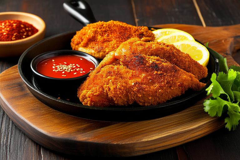 Pepper-Crusted Chicken with Red Oil Dipping Sauce