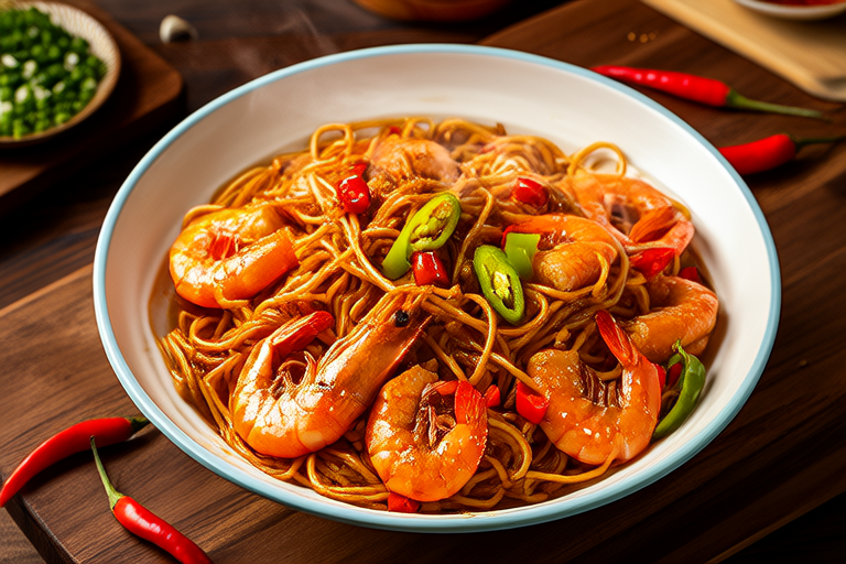 Spicy Stir-Fried Noodles with Shrimp and Chili