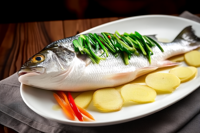 Steamed Whole Sea Bass with Ginger and Scallion