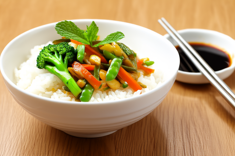 Stir-Fried Veggie Medley Over White Rice