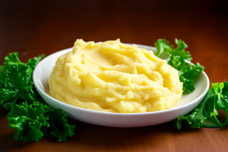 Creamy Buttery Mashed Potatoes with Herbaceous Green Vegetables
