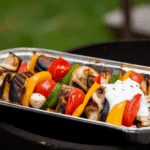 Grilled Vegetable Skewers with Tangy Yogurt Sauce 3 Grilled Vegetable Skewers with Tangy Yogurt Sauce