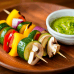 Grilled Vegetables Skewers with Herb Dip