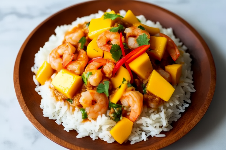 Tangy Mango Shrimp with Coconut Rice