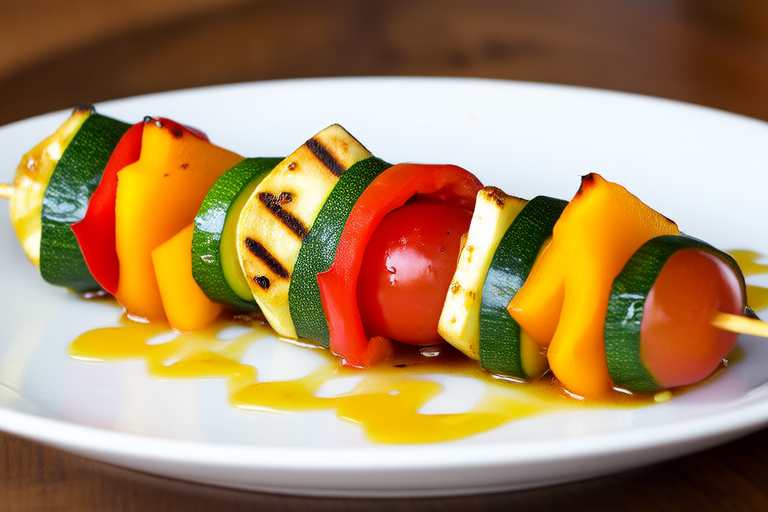 Grilled Mediterranean Veggie Skewers with Lemon Tahini Drizzle